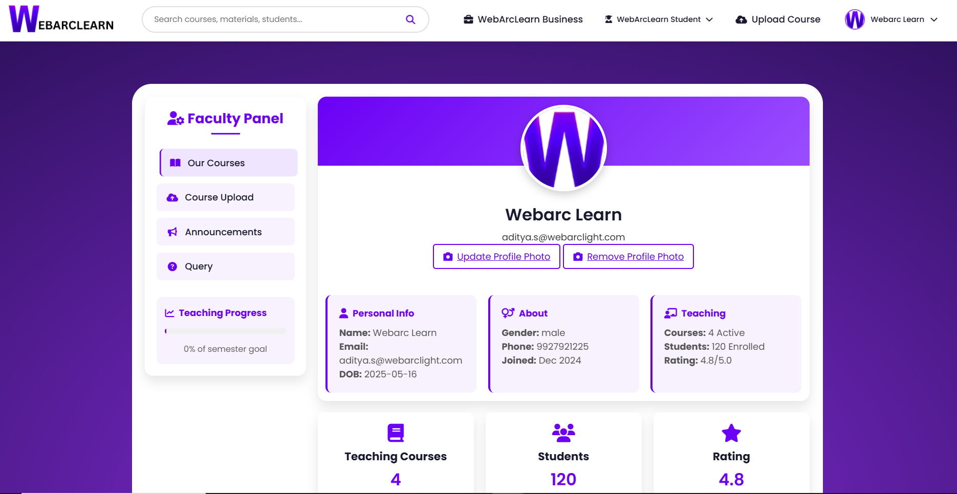 Faculty Dashboard